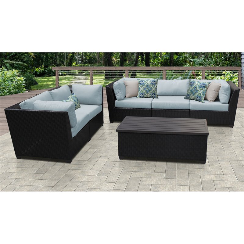 Afuera Living 6 Piece Outdoor Wicker Patio Furniture Set in Spa