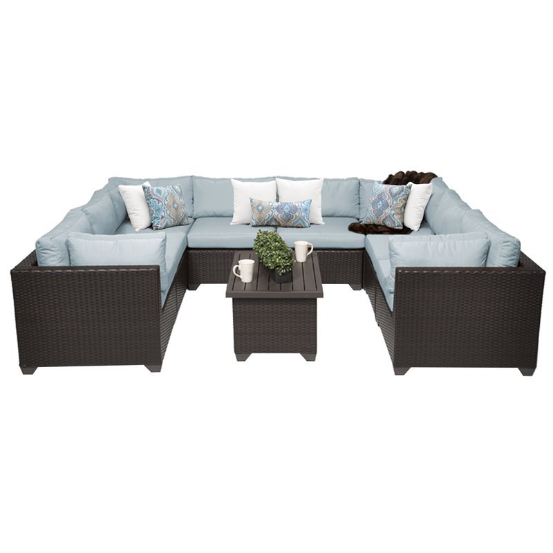 Afuera Living 9-Piece Outdoor Wicker Patio Furniture Set in Spa