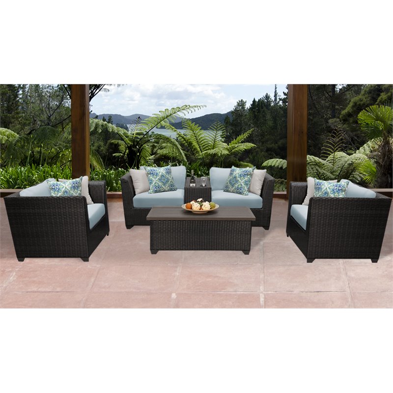 Afuera Living 6 Piece Outdoor Wicker Patio Furniture Set in Spa