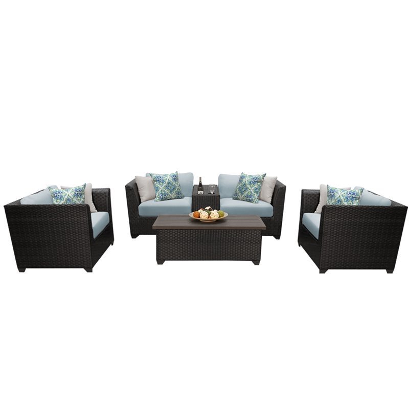 Afuera Living 6 Piece Outdoor Wicker Patio Furniture Set in Spa