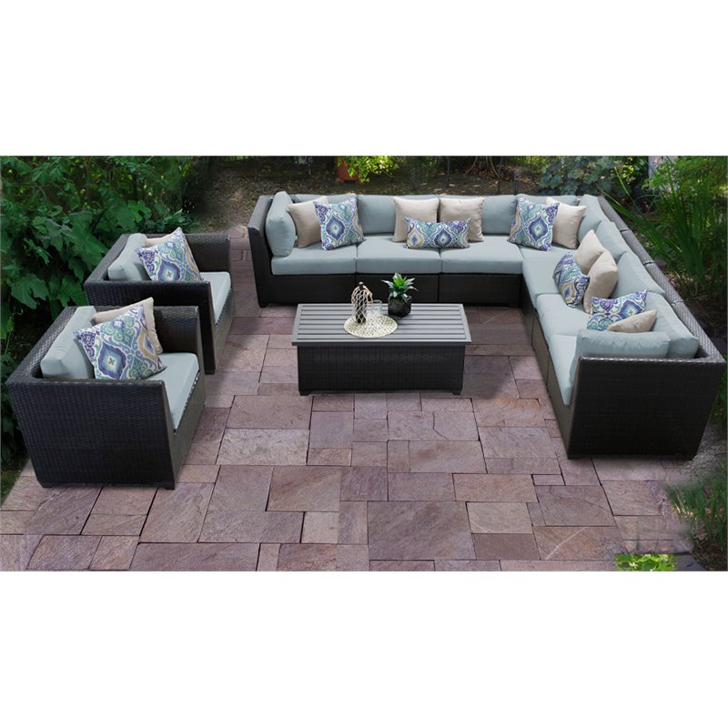 Afuera Living 10 Piece Outdoor Wicker Patio Furniture Set in Spa