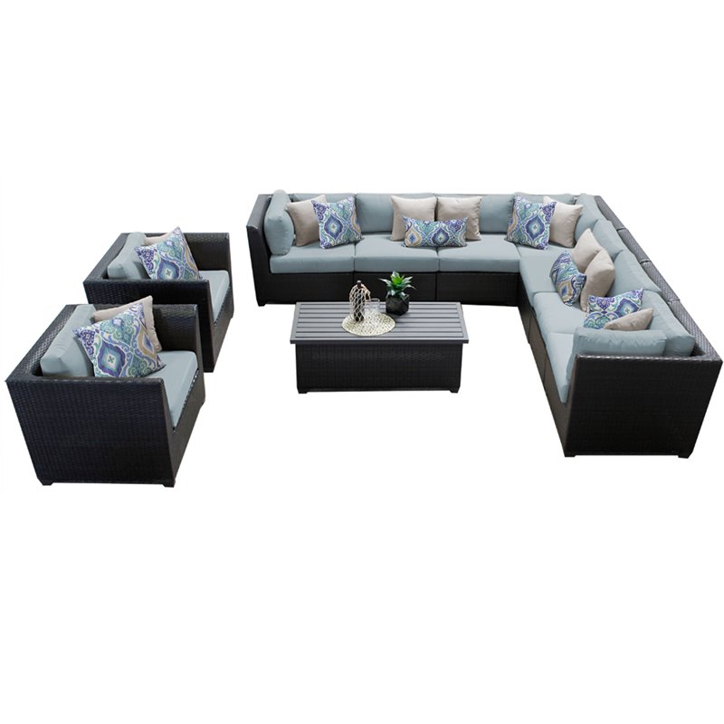 Afuera Living 10 Piece Outdoor Wicker Patio Furniture Set in Spa