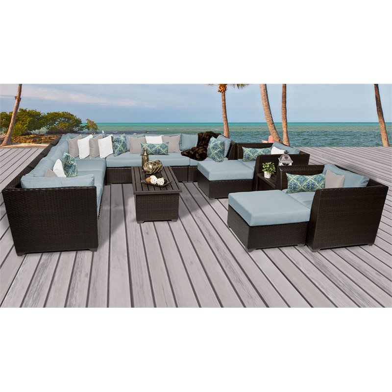 Afuera Living 13 Piece Outdoor Wicker Patio Furniture Set in Spa