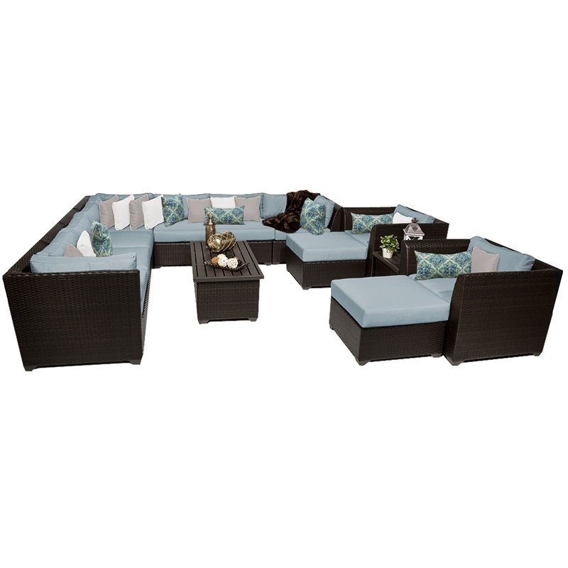 Afuera Living 13 Piece Outdoor Wicker Patio Furniture Set in Spa
