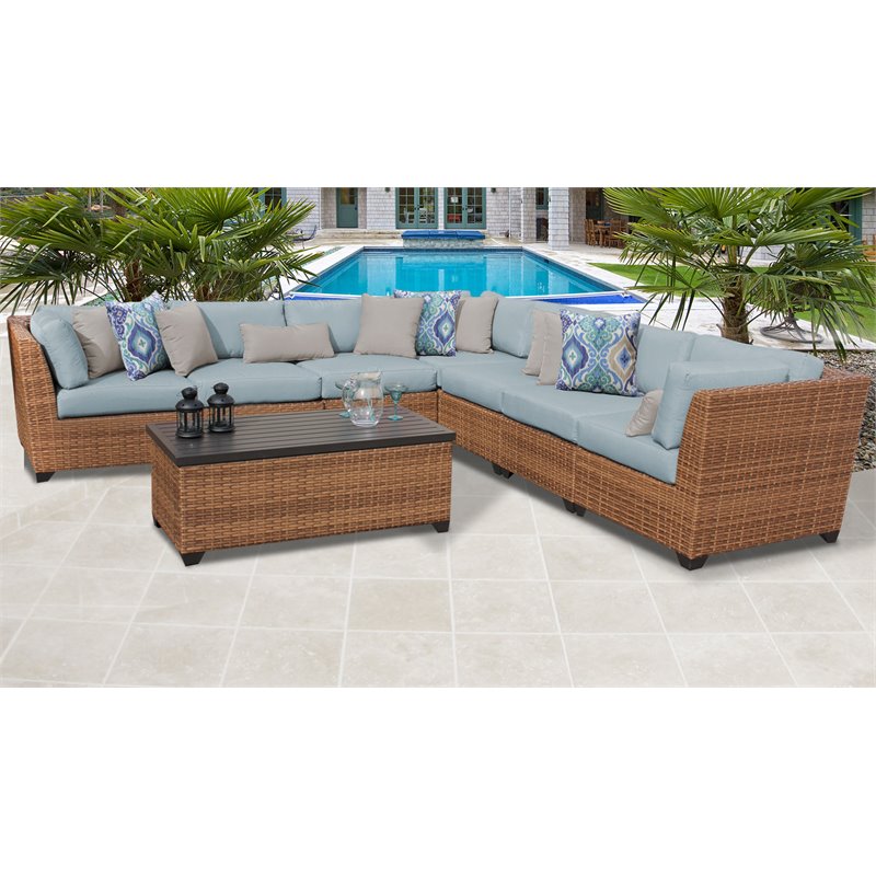 Afuera Living 8 Piece Outdoor Wicker Patio Furniture Set in Spa