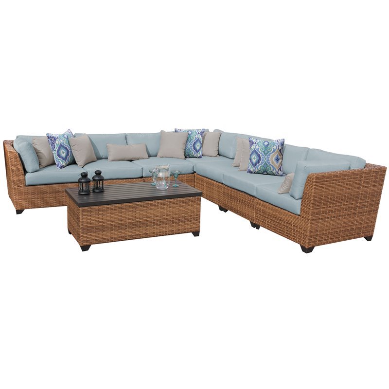 Afuera Living 8 Piece Outdoor Wicker Patio Furniture Set in Spa