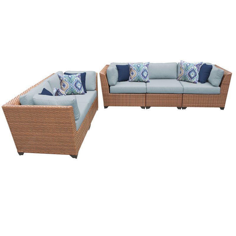 Afuera Living 5 Piece Outdoor Wicker Patio Furniture Set in Spa