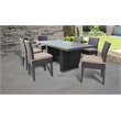 Afuera Living Patio Dining Table with 6 Armless Chairs in Wheat