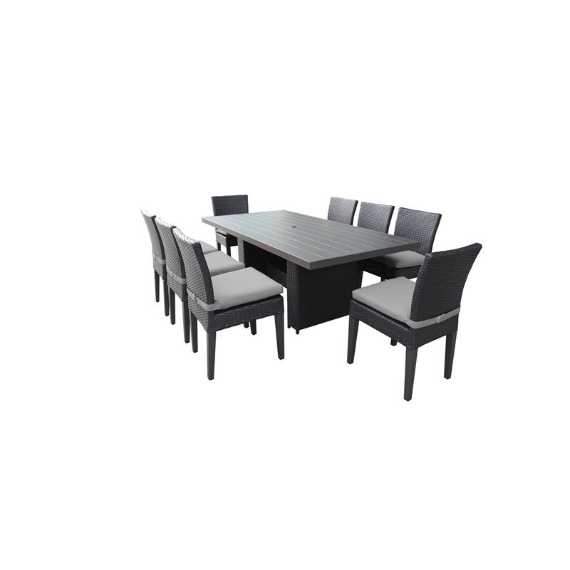 Afuera Living Patio Dining Table with 8 Armless Chairs in Gray