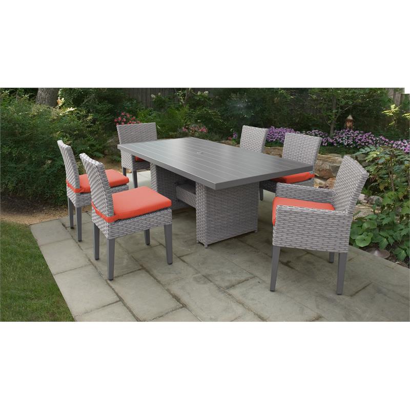 Afuera Living 7 Piece Rectangular Patio Dining Set in Tangerine