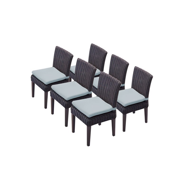 Afuera Living Armless Dining Chair with Cushion in Spa (Set of 6)