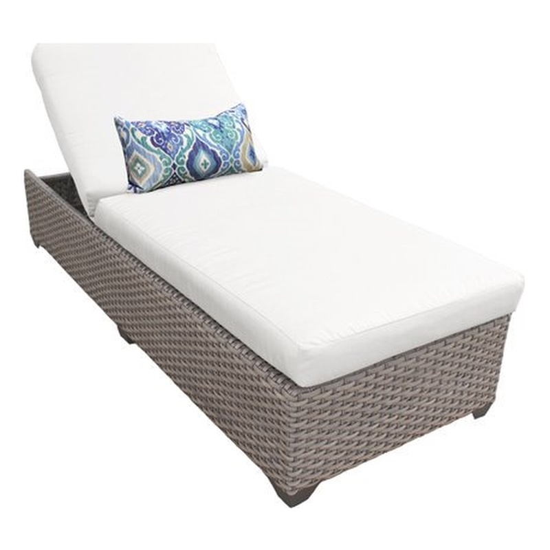 Afuera Living Chaise Outdoor Wicker Patio Furniture in Sail White
