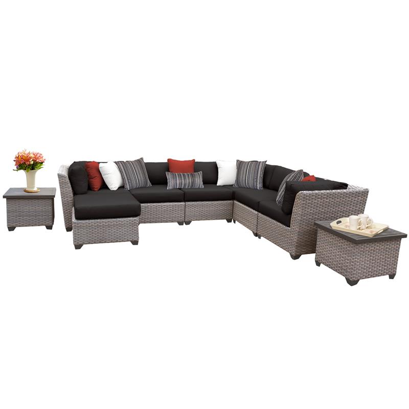 Afuera Living 9 Piece Outdoor Wicker Patio Furniture Set in Black