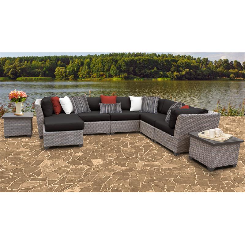 Afuera Living 9 Piece Outdoor Wicker Patio Furniture Set in Black