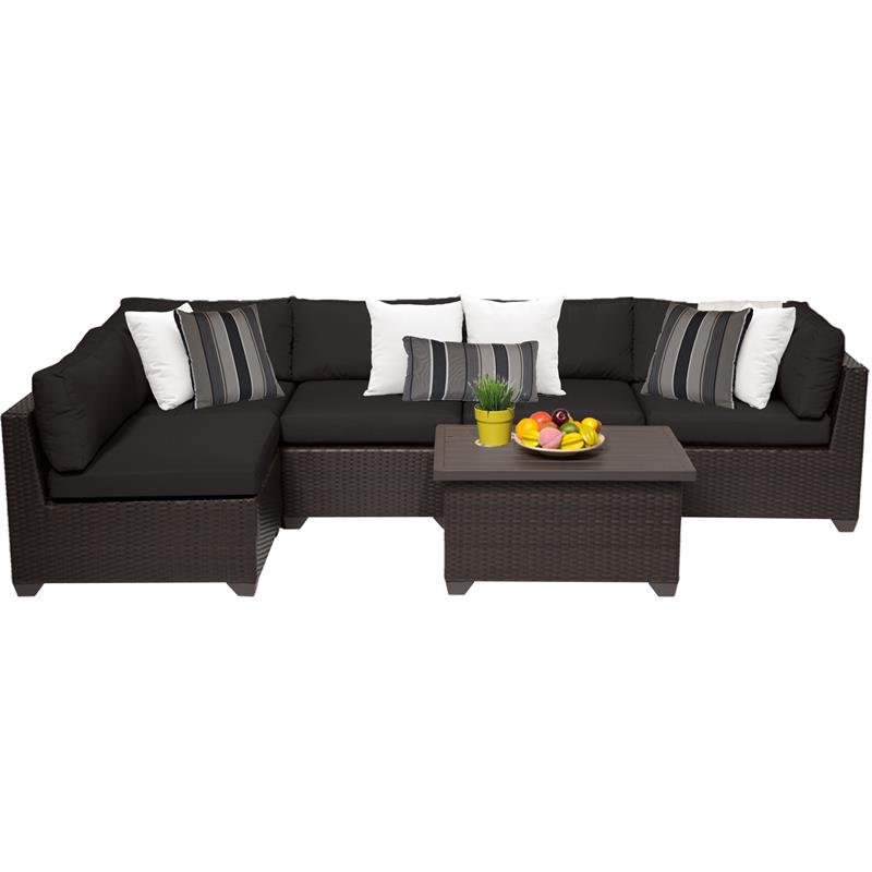 Afuera Living 6 Piece Outdoor Wicker Patio Furniture Set in Black