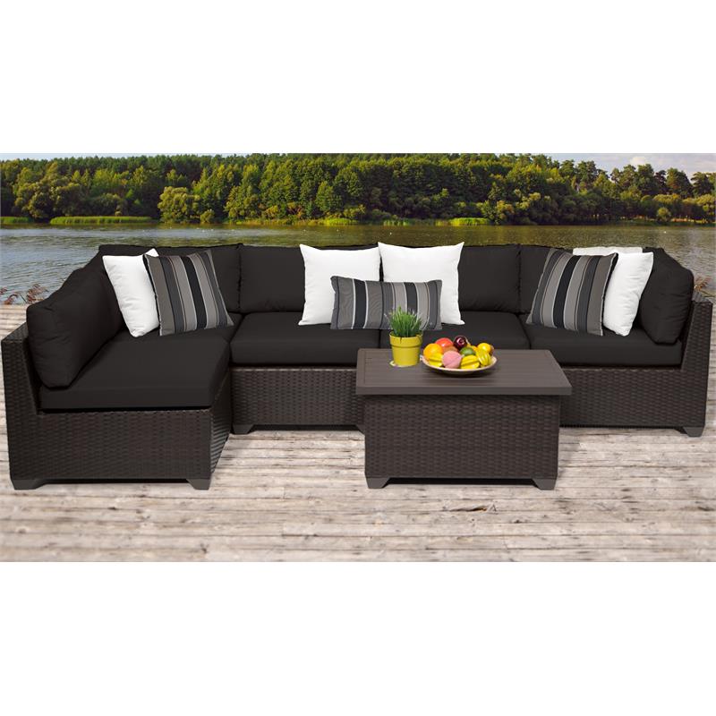 Afuera Living 6 Piece Outdoor Wicker Patio Furniture Set in Black