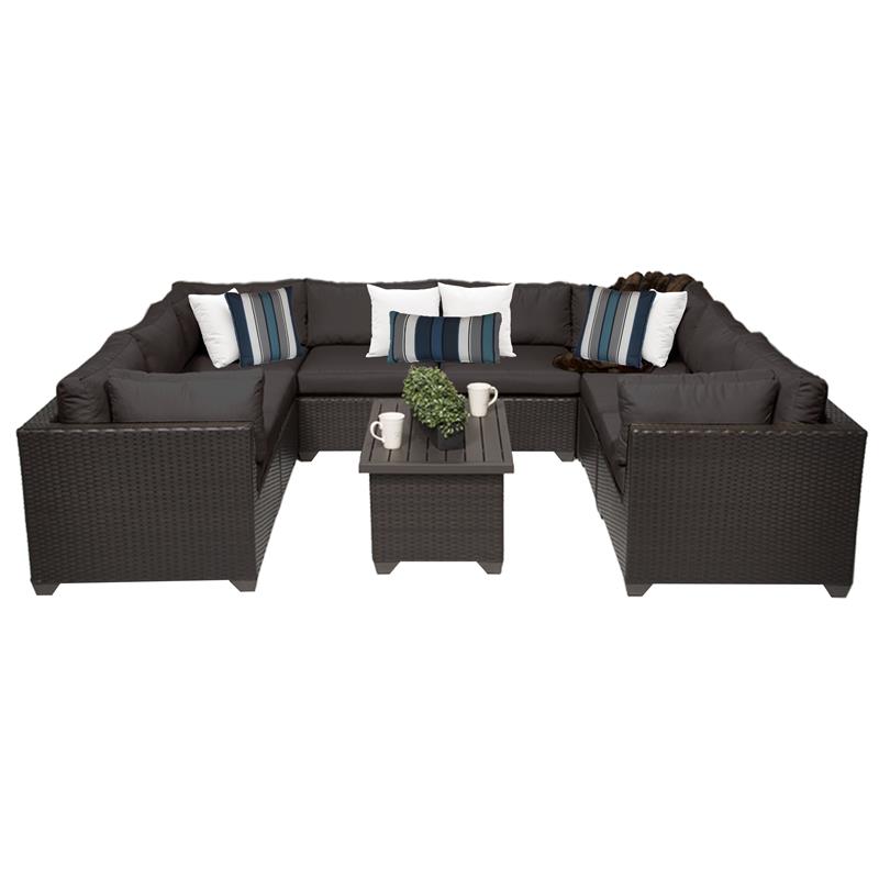 Afuera Living 9 Piece Outdoor Wicker Patio Furniture Set in Black