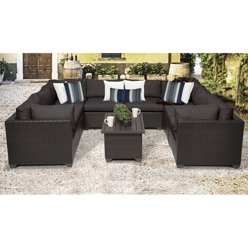 Afuera Living 9 Piece Outdoor Wicker Patio Furniture Set in Black