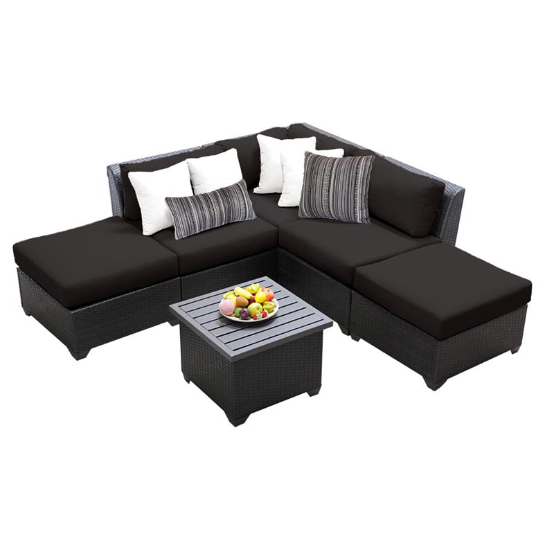 Afuera Living 6 Piece Outdoor Wicker Patio Furniture Set in Black