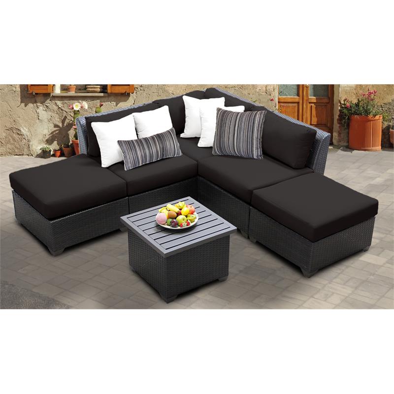 Afuera Living 6 Piece Outdoor Wicker Patio Furniture Set in Black