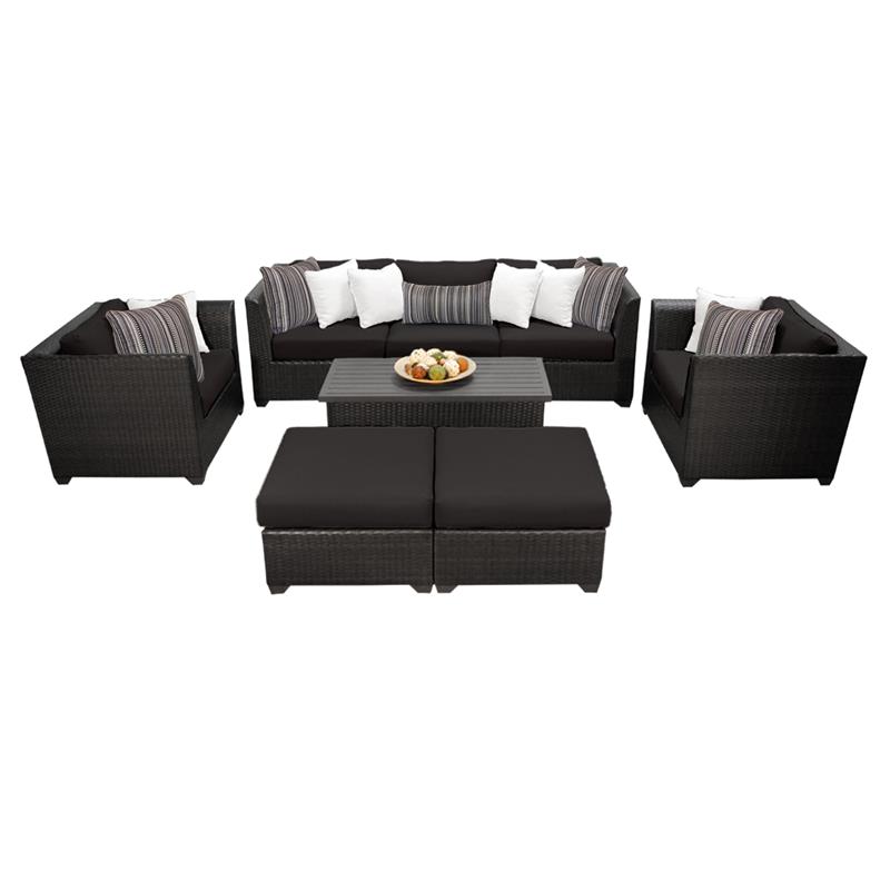 Afuera Living 8 Piece Outdoor Wicker Patio Furniture Set in Black