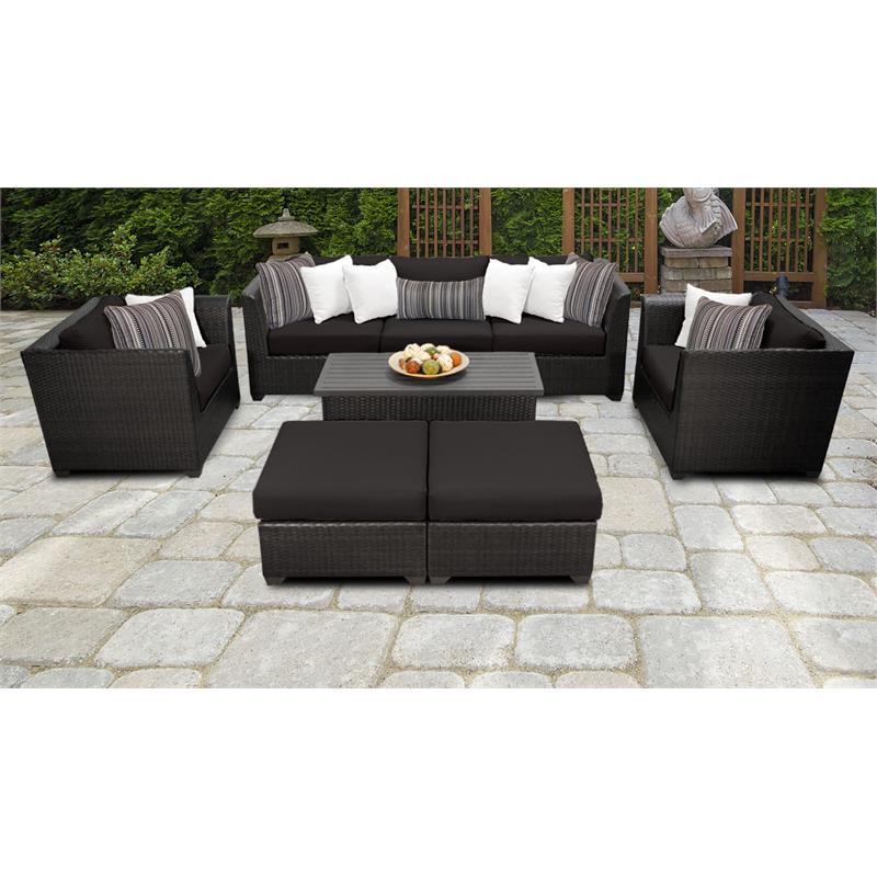 Afuera Living 8 Piece Outdoor Wicker Patio Furniture Set in Black