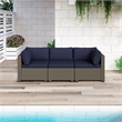 Afuera Living 3-Piece Wicker / Rattan Outdoor Sofa in Cobalt Blue