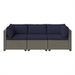 Afuera Living 3-Piece Wicker / Rattan Outdoor Sofa in Cobalt Blue