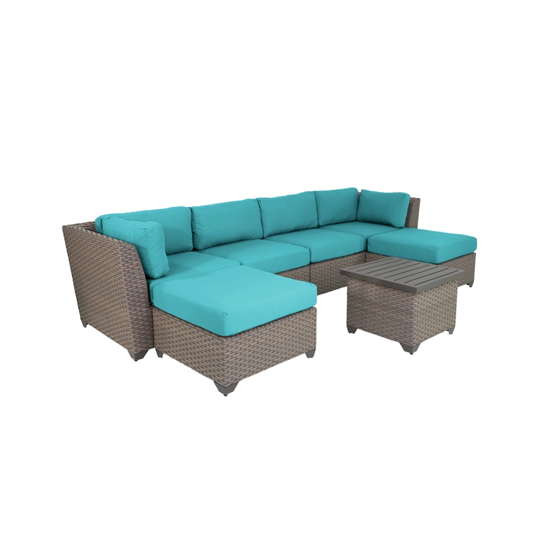 Afuera Living 7 Piece Outdoor Sectional Seating with Cushions in Blue