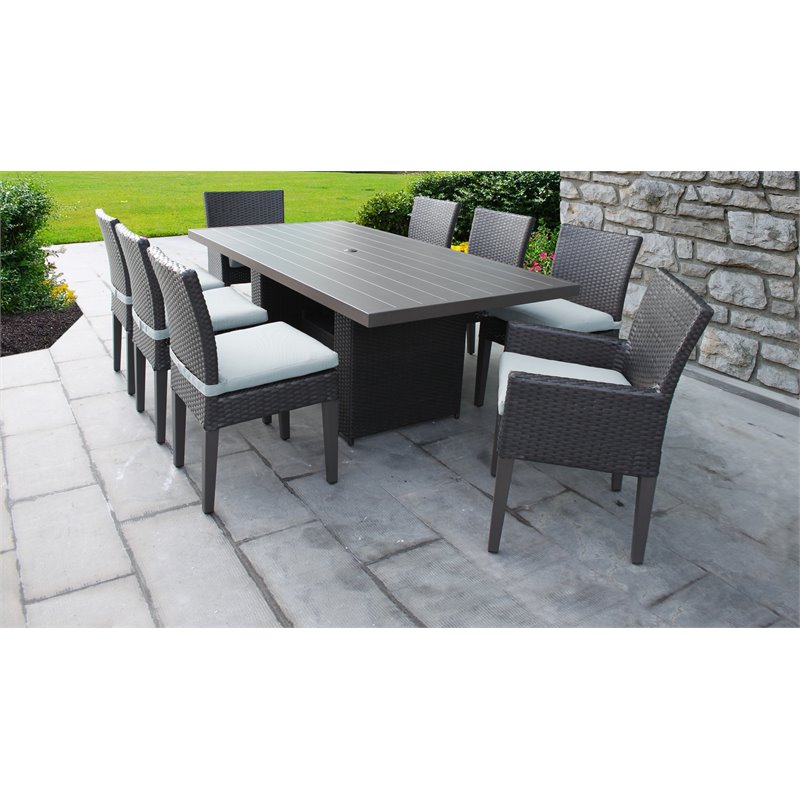 Afuera Living Patio Dining Table 6 Armless Chairs 2 Arm Chairs in Spa