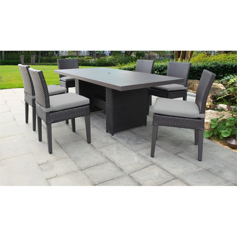 Afuera Living Outdoor Patio Dining Table with 6 Armless Chairs in Grey