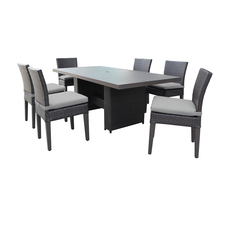 Afuera Living Outdoor Patio Dining Table with 6 Armless Chairs in Grey
