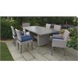 Afuera Living Patio Dining Table 4 Armless Chairs 2 Arm Chairs in Navy