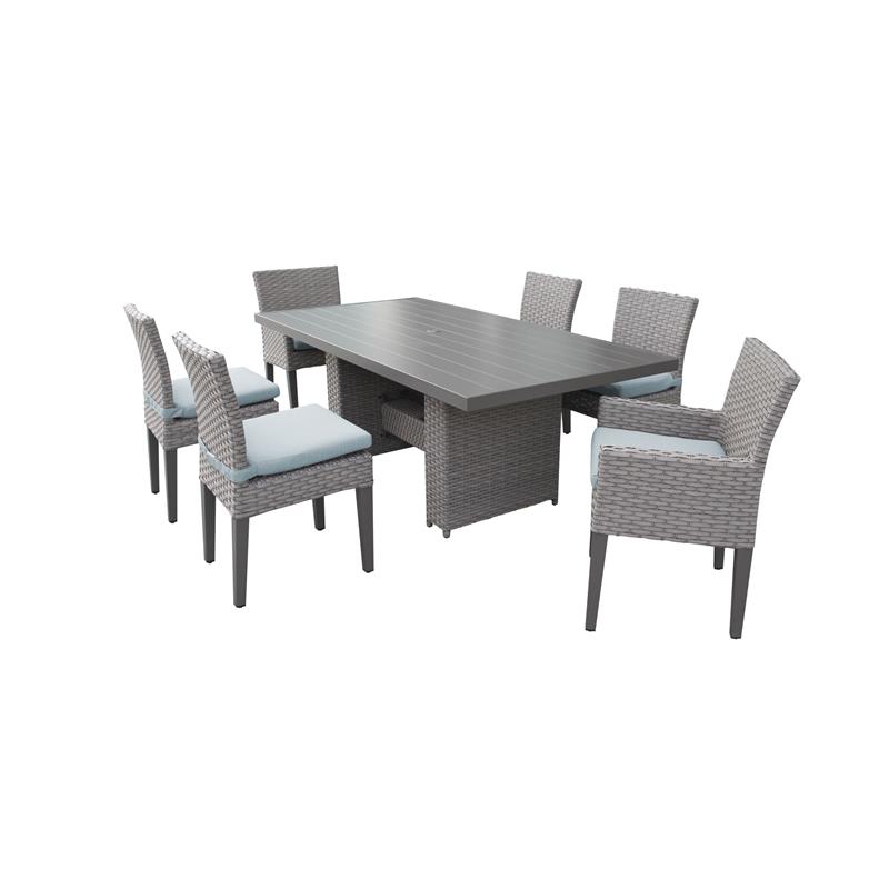 Afuera Living Patio Dining Table 4 Armless Chairs 2 Arm Chairs in Spa