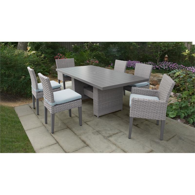 Afuera Living Patio Dining Table 4 Armless Chairs 2 Arm Chairs in Spa
