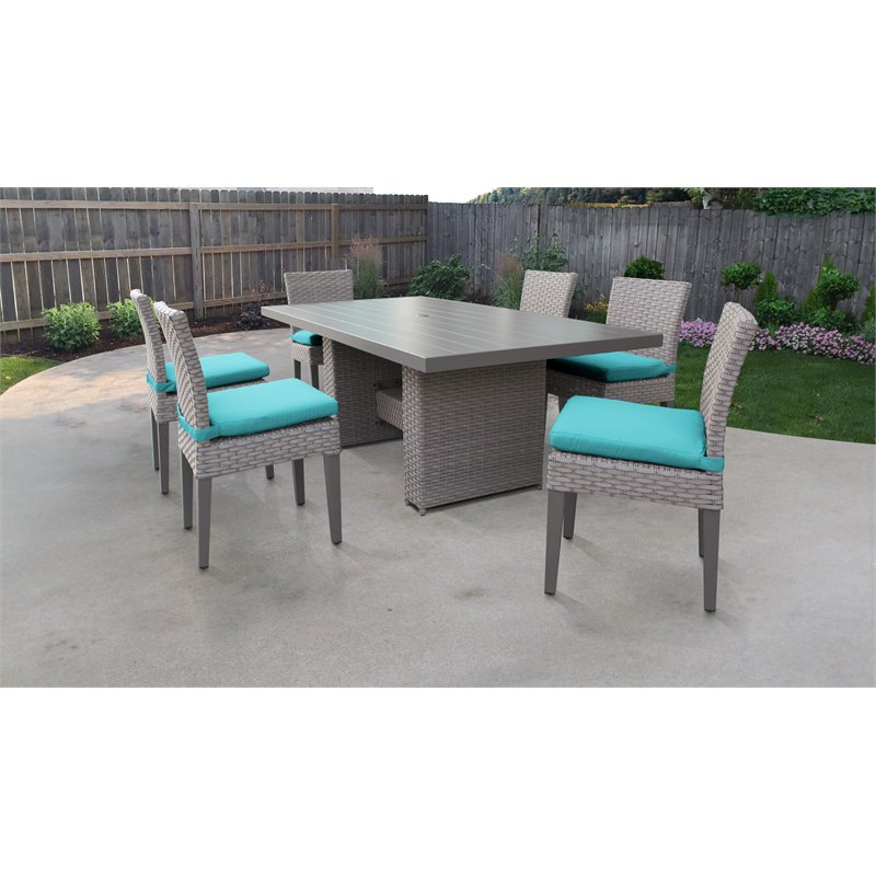 Afuera Living Outdoor Patio Dining Table with 6 Armless Chairs in Aruba