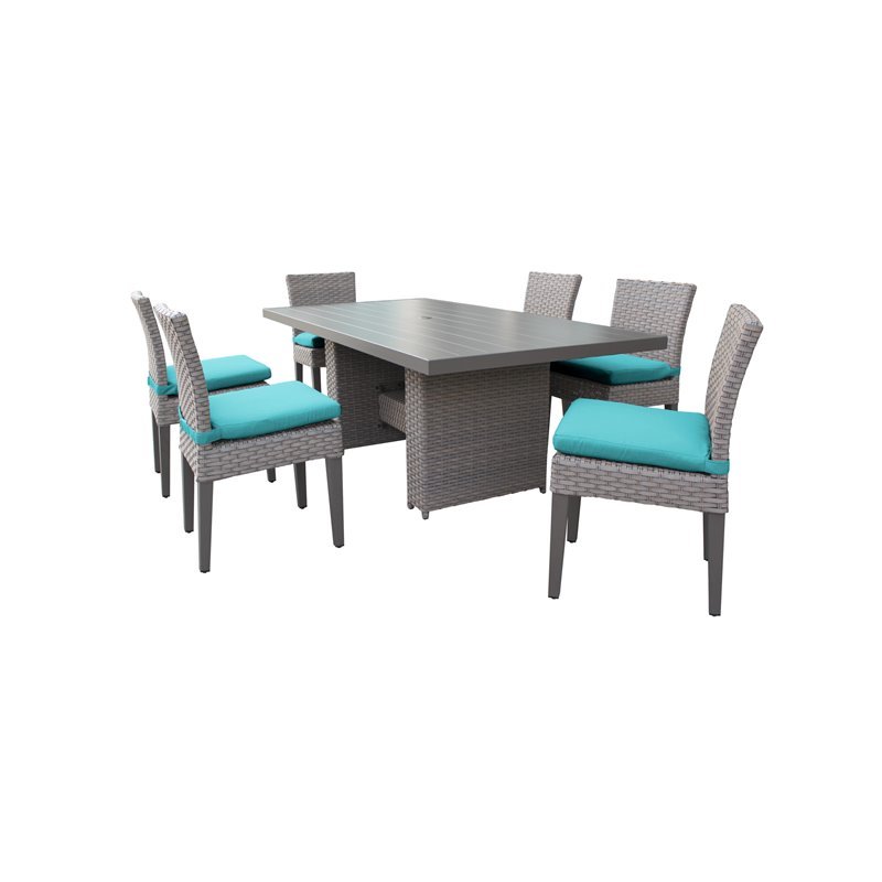 Afuera Living Outdoor Patio Dining Table with 6 Armless Chairs in Aruba