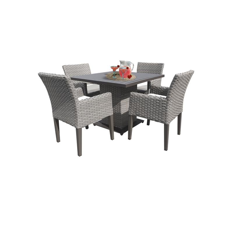 Afuera Living Square Dining Table with 4 Dining Chairs in Sail White