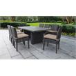 Afuera Living Outdoor Patio Dining Table with 8 Armless Chairs in Wheat