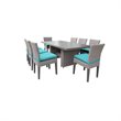 Afuera Living Outdoor Patio Dining Table with 8 Armless Chairs in Aruba