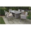 Afuera Living Patio Dining Table 4 Armless Chairs 2 Arm Chairs in Wheat