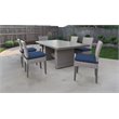 Afuera Living Outdoor Patio Dining Table with 6 Armless Chairs in Navy