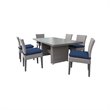 Afuera Living Outdoor Patio Dining Table with 6 Armless Chairs in Navy