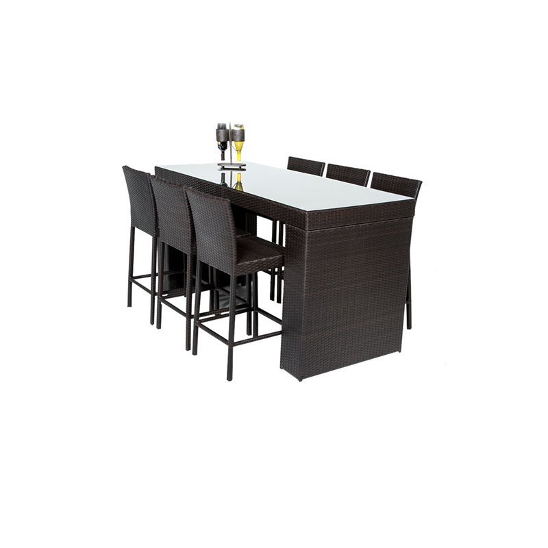 Afuera Living Bar Table Set With Barstools 7 Piece Outdoor Patio Furniture