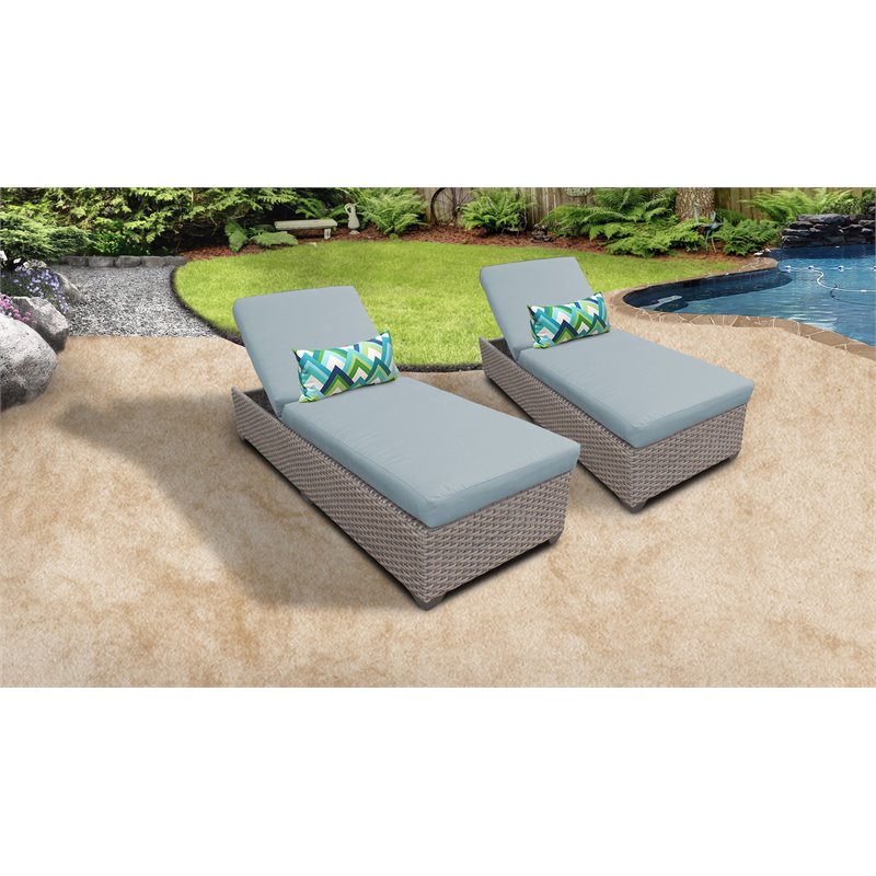 Afuera Living Chaise Set of 2 Outdoor Wicker Patio Furniture in Spa