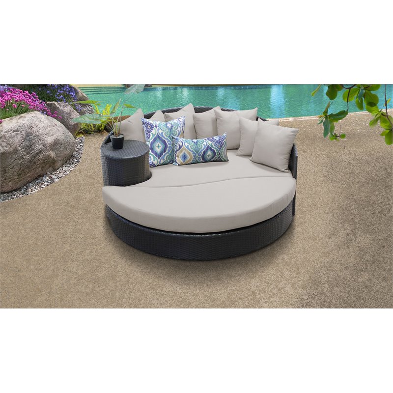 Afuera Living Circular Sun Bed - Outdoor Wicker Patio Furniture in Beige