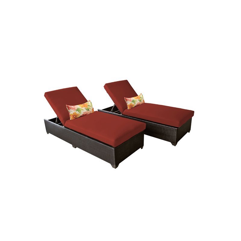 Afuera Living Chaise Set of 2 Outdoor Wicker Patio Furniture in Terracotta