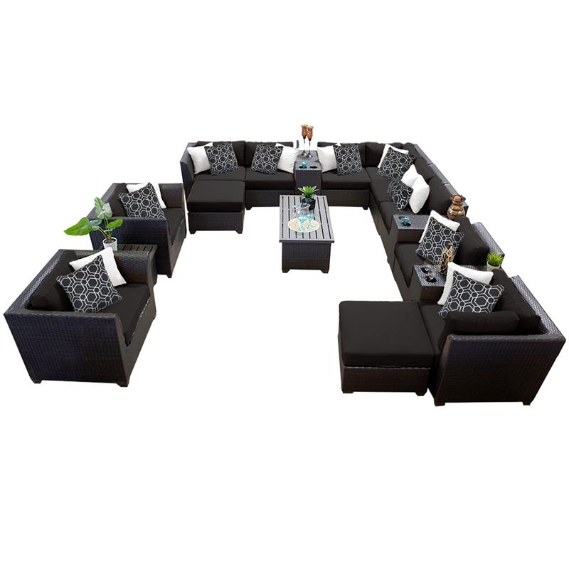 Afuera Living Traditional 17 Pc Wicker Outdoor Sectional Set in Black