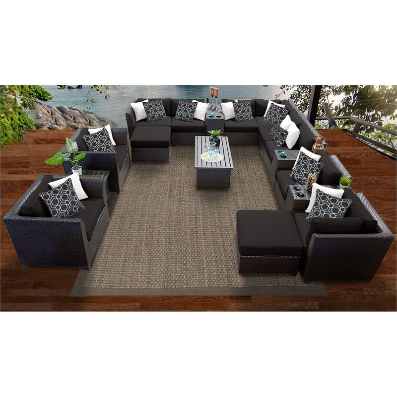 Afuera Living Traditional 17 Pc Wicker Outdoor Sectional Set in Black