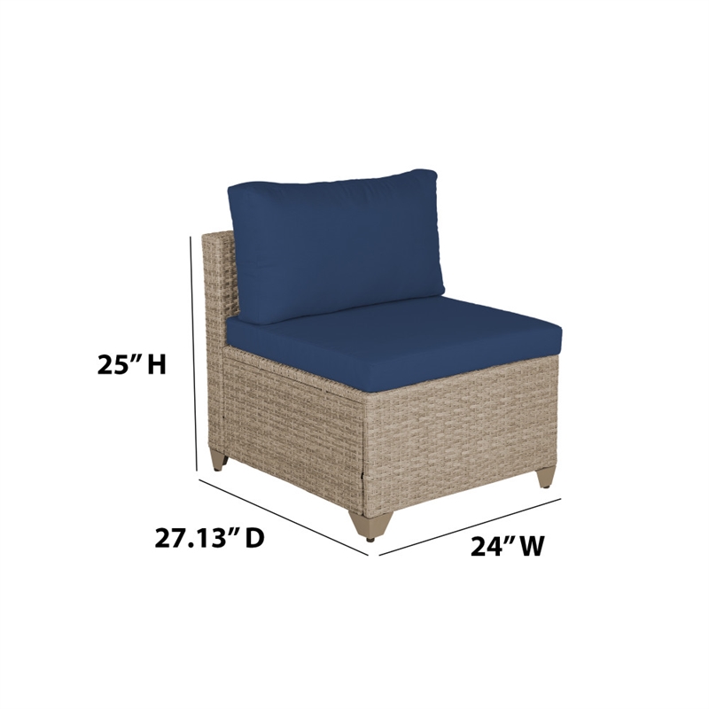 Afuera Living 3-Piece Coastal Wicker / Rattan Outdoor Set in Cyan Blue